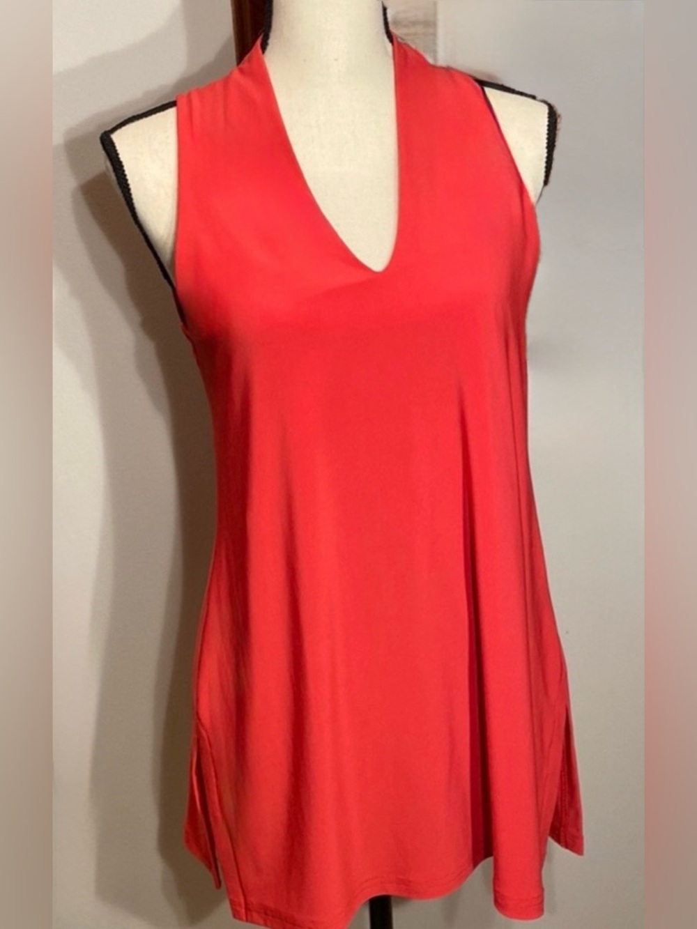 Sympli Red Sleeveless V-Neck Tunic Top